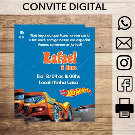 Convite Digital Hot Wheels Elo Produtos Especiais
