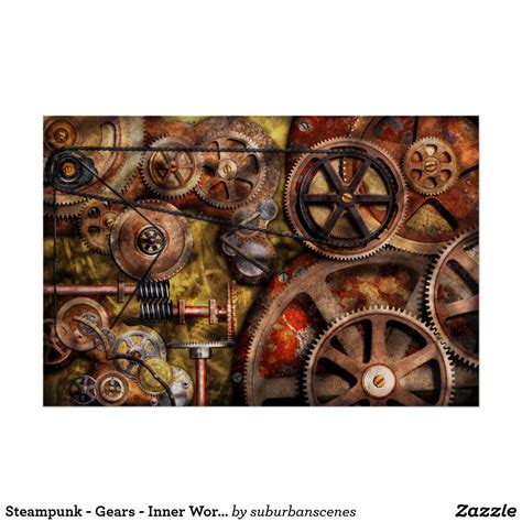 Steampunk Gears Inner Workings Poster With Images