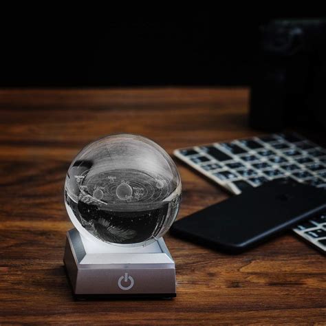 ERWEI 3D Solar System Model Crystal Ball 80mm 3 15 Holograma Grabado