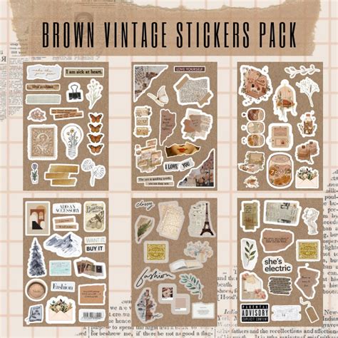 Jual Part Brown Vintage Stickers Stiker Coklat Aesthetic Stiker