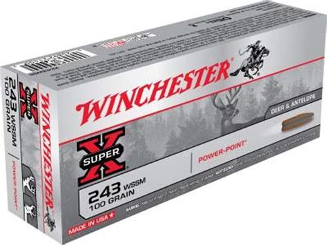 Winchester 243 Wssm Ammunition Super X X243wss 100 Grain Power Point Soft Point 20 Rounds