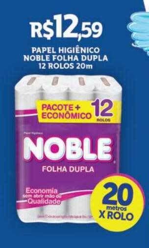 Papel higiênico noble folha dupla 12 rolos oferta na Tchê Farmácias