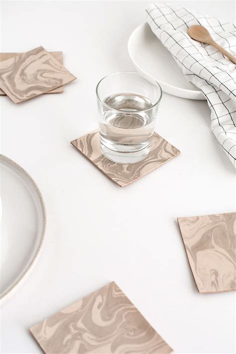 Diy Marbled Leather Coasters Homey Oh My