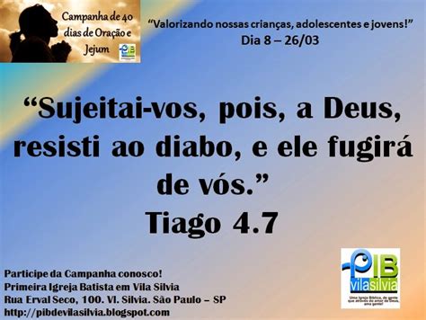 Primeira Igreja Batista em Vila Sílvia Campanha de Jejum e Oração