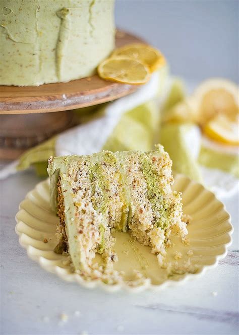 Lemon Pistachio Cake With Pistachio Cream Filling Cake By Courtney