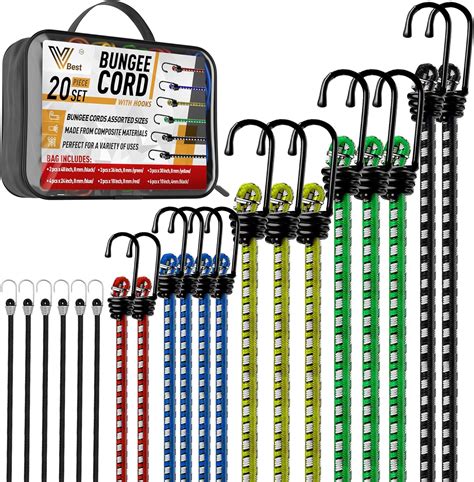 Vbest 20 Pieces Bungee Cords With Hooks Bungee Cords Heavy Duty