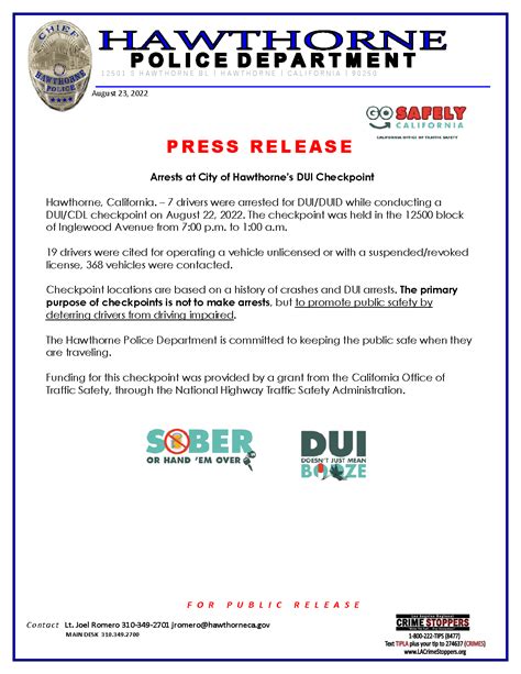 Dui Checkpoint — Hawthorne Police