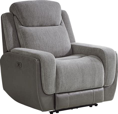 State Street Gray Chenille Fabric Dual Power Recliner Rooms To Go