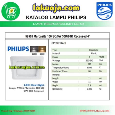 Lampu Philips Downlight 59526 Marcasite 100 SQ 9W Lakuaja