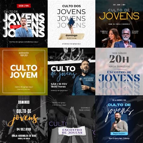 Pack Culto De Jovens Pacote De Artes Edit Veis No Canva Alfredo