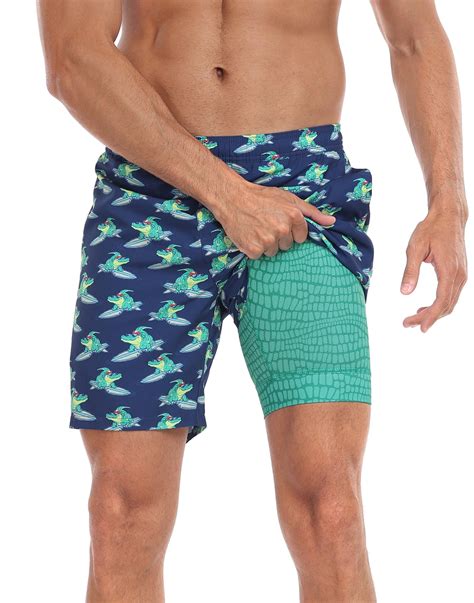 Lrd Mens Swim Trunks With Compression Liner 7 Inch Inseam Surfin