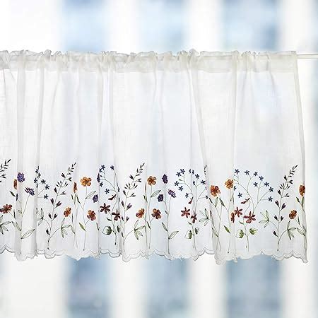 Amazon Yurlisa Kfl Sheer Embroidery Pastoral Style Cafe Curtain