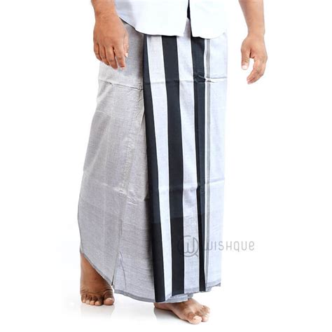 Black And Grey Stripes Handloom Sarong Wishque Sri Lankas Premium