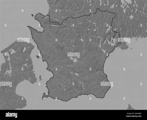 Skane County Of Sweden Bilevel Elevation Map With Lakes And Rivers