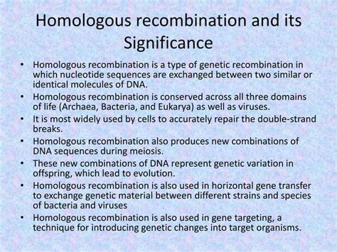 Biology Of Homologous Recombination In Bacteria Ppt