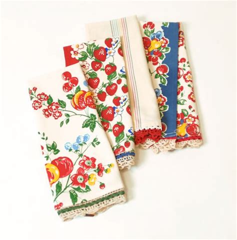 Cute Retro Kitchen Towels Vintage Tea Towels Vintage Tablecloths