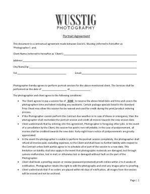 Portrait Photography Contract Template Pdffiller