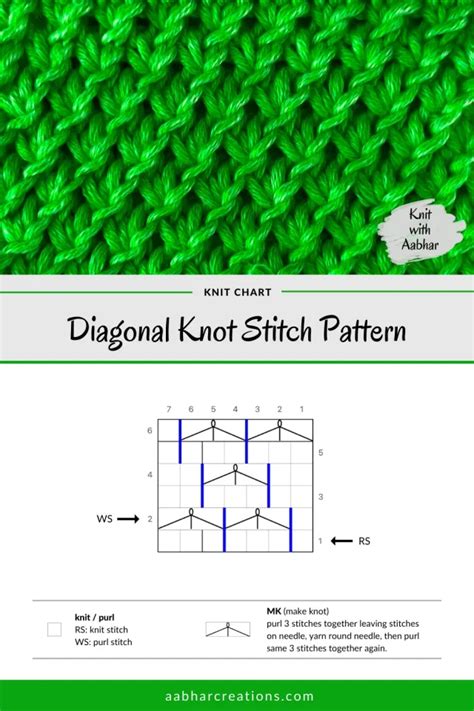 Knit With Aabhar Diagonal Knot Stitch Pattern Aabhar Creations