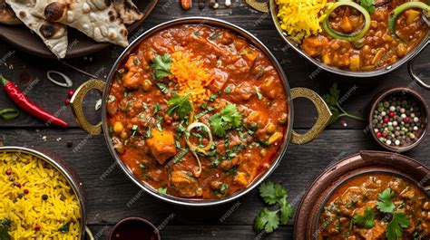 Premium Photo Indian Cuisine Curry Extreme Closeup Top View