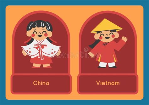Colorful Illustrative Costumes Around The World Flashcard 14 Stock