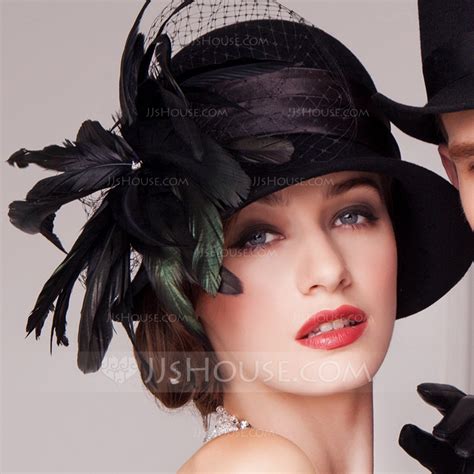 Ladies Glamourous Autumnwinter Woolnet Yarn With Feather Bowlercloche Hat 196075280 Jjshouse