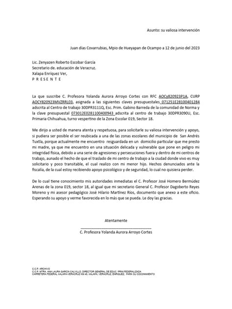 Oficio De Cambio Pdf