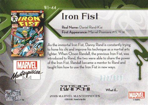 2018 Upper Deck Marvel Masterpieces What If WI 44 Iron Fist