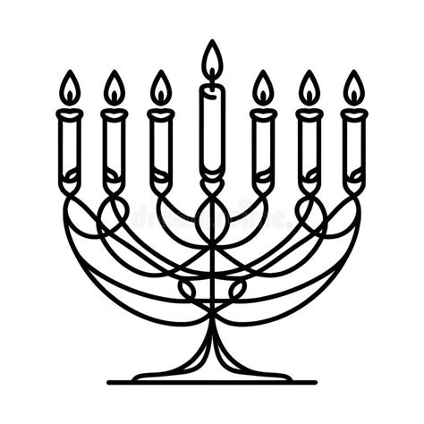 Menorah Continuous One Line Drawing Of A Traditional Jewish Candle