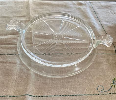 Vintage Fire King Clear Glass Trivet Hot Plate With Handles Etsy