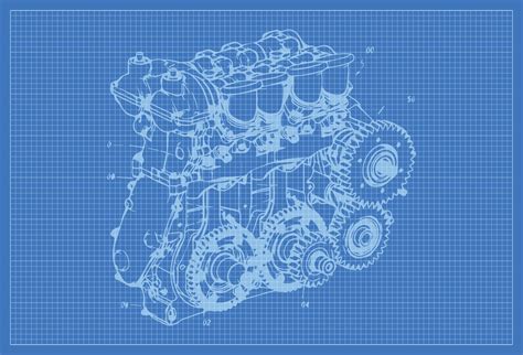 Engine Blueprint Background Simple Vektor Flat Design 9539365 Vector