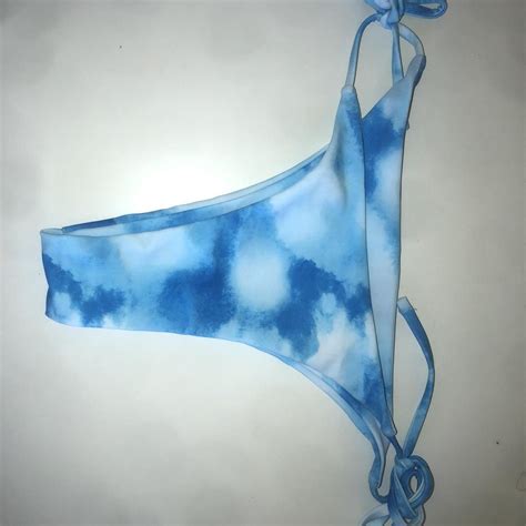 Blue And White Bikini Bottoms Tie At Side Cheeky Depop