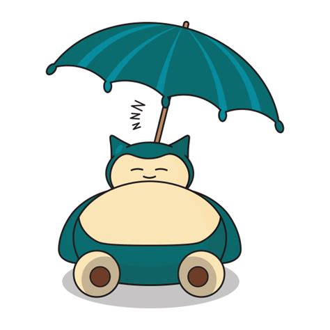 Snorlax Illustration Cute Cartoon Relaxing Umbrella Free Hd Png Png All