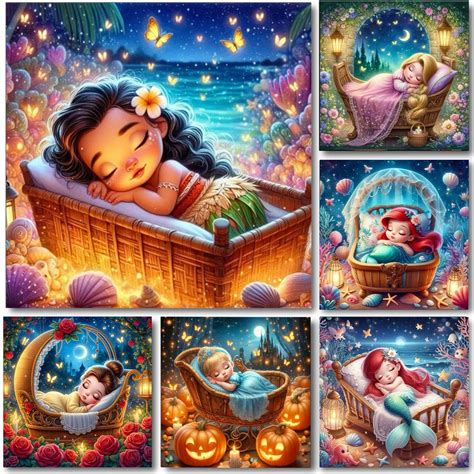 Disney Baby Princess 5d Full Round Diamond Painting Kits Cartoon Bella