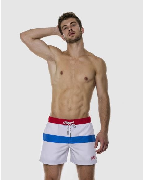 Bañador hombre corto Retro blanco y azul Bikini Bikini