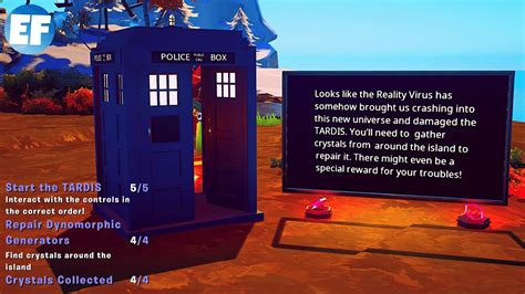 Fortnite Doctor Who TARDIS Landing Site Creative Map Quests Collect