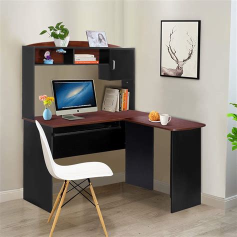 Buy Tangkula L Shaped Desk Corner Desk Home Office Wood Workstation