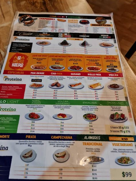 Carta Del Restaurante Tacos El Pata Nuevo Laredo