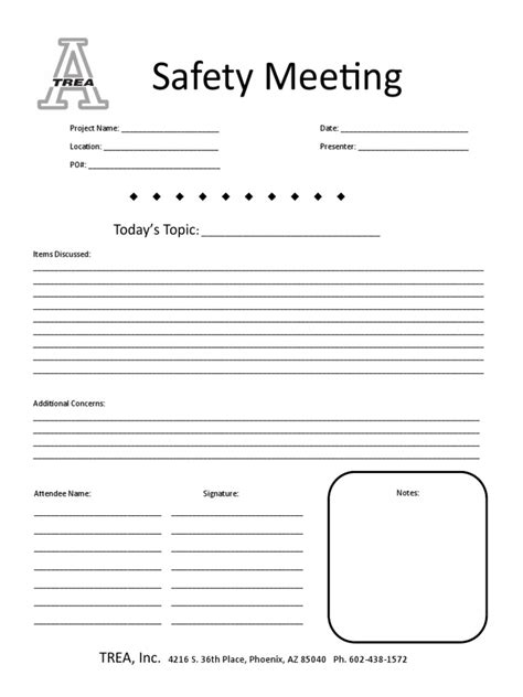 Safety Meeting Form Pdf