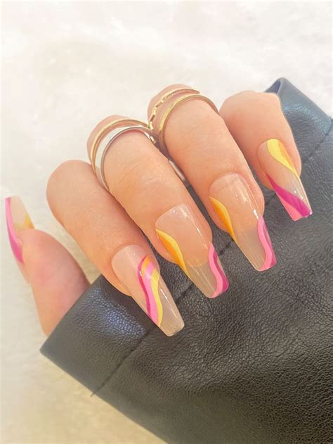 Multicolor Collar Striped Color Nails Embellished Beauty Tools Nail