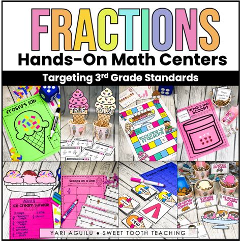 Fraction Hands On Math Centers 3rd Grade Fraction Activities Task Cards And Games Shop Sweet