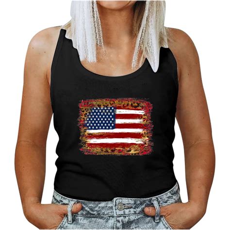 Hvyesh Women S Patriotic Tank Tops Usa Flag Sleeveless Tee Tshirts Th