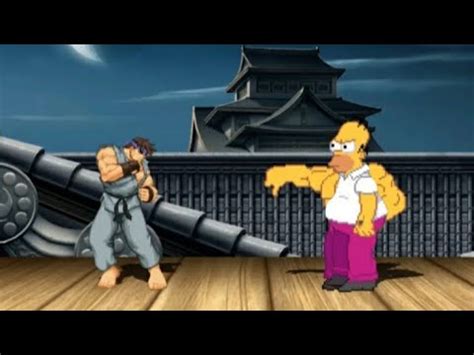 Ryu Vs Homer Simpson Epic Fight Mugen Street Fighter Youtube