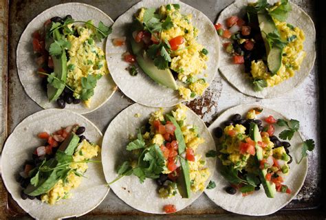 Breakfast Tacos With Spicy Green Onion And Cheddar Scrambled Eggs