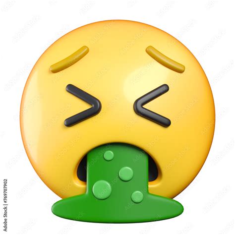 Vomiting Emoji Face With Scrunched Eyes Spewing Bright Green Vomit