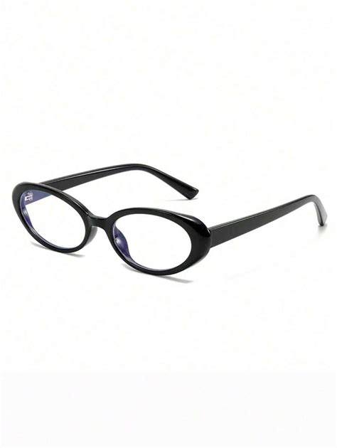 1pc Retro Small Frame Oval Gradient Teal Glasses Plain Plain Blue Film Glasses Y2k Style With