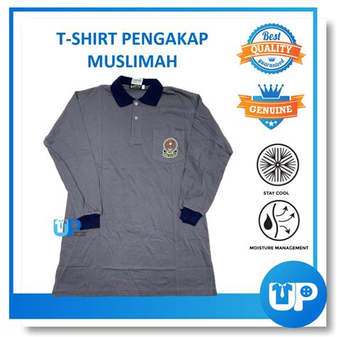 Baju T Shirt Pengakap Muslimah Cotton Panjang Scouts School Original TM