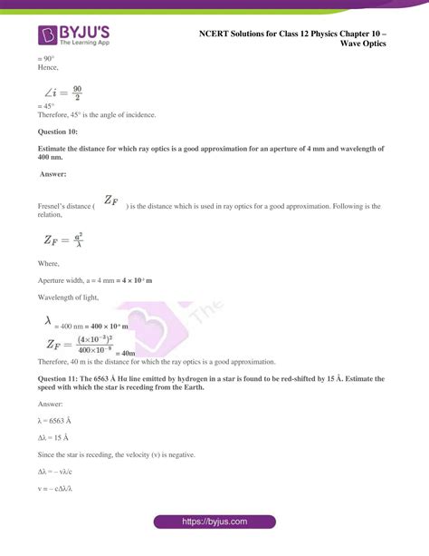 Ncert Solutions For Class 12 Physics Chapter 10 Wave Optics