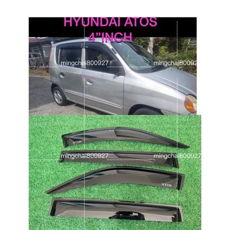 Hyundai Atos 10cm 4” Inch Door Visor With Logo Air Press Car Window