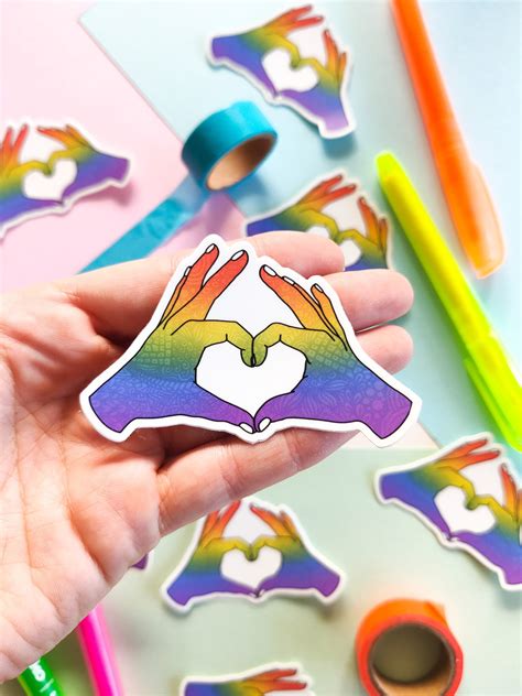 Pride Sticker Lgbtq Gay Pride Sticker Love Heart Sticker Etsy