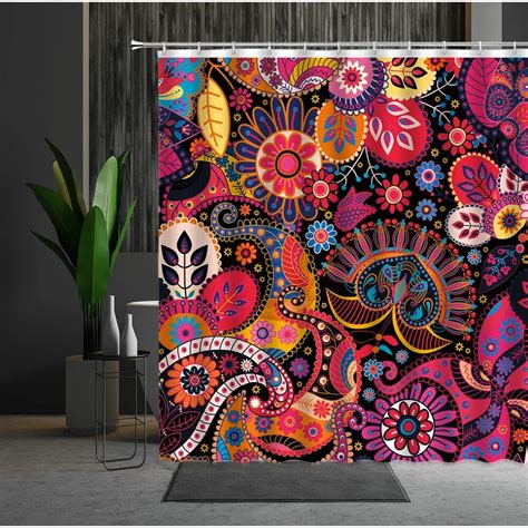 Bohemia Style Shower Curtains Colorful Personality Feathers Bathroom